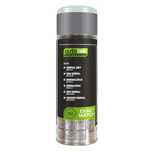 AutoTek Professional Exact Match Car Spray Paint, BMW Mineral Grey Metallic Aerosol Spray, 300 ml