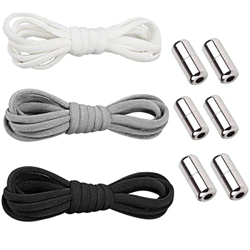 Coolon Elastische Schnürsenkel Mit Metallkapsel , Schnürsenkel Ohne Binden,Schnellschnürsystem Schnürsenkel-Set 100cm Länge (3 Paar) (1) Cover