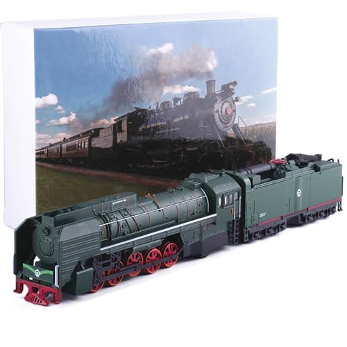 Cpinmicn Vintage Steam Locomotive Model Train HO Scale 13 Inch Length Black with Red Wheels (Green)
