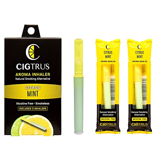 Cigtrus Oral Fixation Craving Relief 3 Pack Quit Smoking Aid Tobacco Free Nicotine Free Non-Electric Support Citrus Lime Mint Flavor Oxygen Inhaler #TOP1