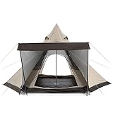 Naturehike公式ショップ ワンポールテント コットン ４シーズン 5-8人用 煙突穴付き スパイア テント ピラミッドテント ファミリーキャンプ アウトドアキャンピング 防水 日除け アウトドア キャンプ (六角形(400x346x246cm), カーキ(3-4人用))