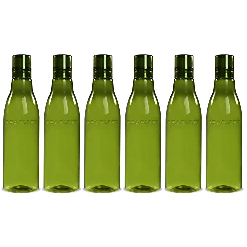 PEARLPET Delight BPA-free Plastic Water Bottle Set of 6 Pcs, Each 1000ml, Green