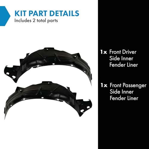 Image of TRQ Front Driver and Passenger Side Inner Fender Liner Set Compatible with 2003-2007 Honda Accord Sedan