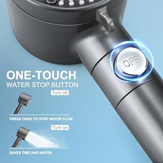 Blendura Soffione Doccia Anticalcare, Doccino per Doccia 5 Modalità di Spruzzo, Doccetta per Doccia Universale (G1/2) 3 Filtro, Grigio