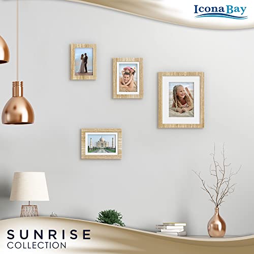 Icona Bay 8X10 Mat To 5X7 Picture Frames (Ash Brown, 5 Pack) Solid One-Piece Wood Composite, Modern Farmhouse Set, Sunrise Collection #TOP6