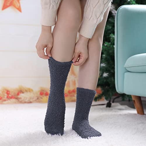 Image of LINEMIN Womens Fuzzy Socks Cozy Fluffy Winter Warm Slipper Socks Microfiber Soft Home Sleeping Socks