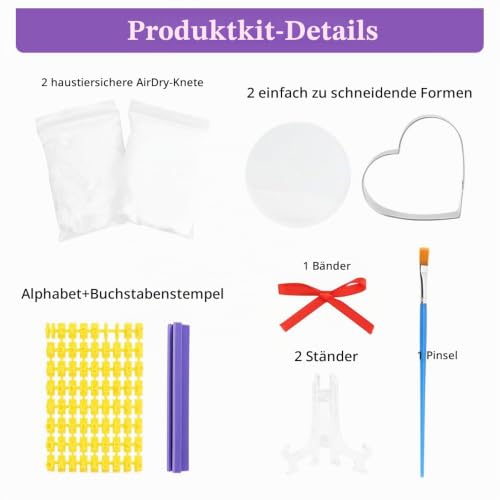 FIDWALL 2er-Pack Haustierpfotenabdruck-Set,Gedenkornamente FüR Hunde Und Katzen,FüR Neue Welpen Und KäTzchen,Keine Tinte Katze Hundepfotenabdruck-Set Als Andenken,Mit Halter Und Namensstempel.
