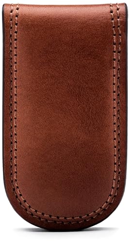 Image of Bosca Men's Leather Money Clip Wallet - Magnetic, Luxury Full Grain Italian Dolce Leather Slim Clip For Men, Hand Stitched, Gift-Ready Packaging, Dark Brown