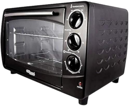 Super General 35 Liter Electric Oven SGEO039KR, Durable Metal Body, Grill and Rotisserie Features, Intuitive Controls with Twist Knob, Indicator Light, Compact Design, 29.5x30.4x37.8cm(WxDxH), Black