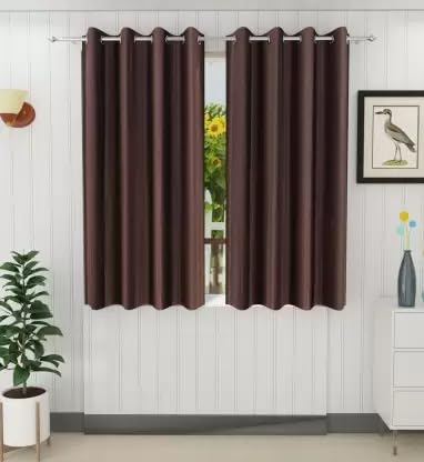Roomesssentials Blackout Eyelet Polyester Window Curtain Set (Pack of 4, 5FT, Brown)-image-1