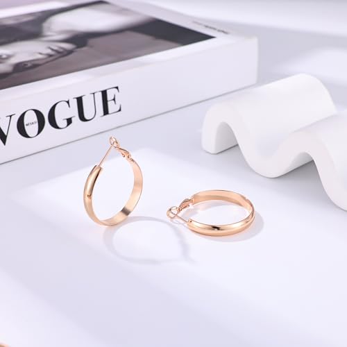 Image of Gacimy Gold Hoop Earrings for Women with 925 Sterling Silver Post | Hypoallergenic Lightweight Thick Hoops Earrings for Women Trendy Jewelry Gift