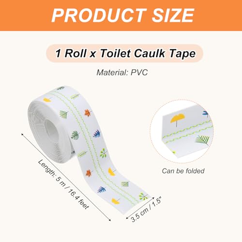 Image of PATIKIL Caulk Tape Waterproof Self Adhesive, PVC Toilet Caulking Sealant Strip Bathtub Caulk Sealing Strip Tape for Bathroom Kitchen Countertop, Autumn Leaves (1.5 Inch x 16.4 Ft)