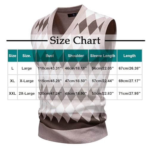 Xiaojmake Men's Argyle Sweater Vests Rhombus Sleeveless V Neck Knit Pullover Vest Fall Winter Warm Tank Tops Cotton Knitwear2