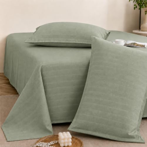 Image of Cortina Cloud Cotton King Size Bedsheet with 2 Pillow Covers | Super Soft, Breathable & Skin-Friendly Bedsheet for Double Bed King Size with Solid Design | (270x250 cm) (Green, King)