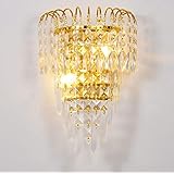 Xwyun ブラケットライト ヨーロッパ LED 錬鉄製 壁ランプ 創造的なクリスタルベッドサイド 壁掛け照明 モダンな雰囲気のリビングルーム ホテル 階段通路 装飾 ウォールランプ（2灯、35 * 30CM）