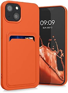 kwmobile Case Compatible with Apple iPhone 13 - Soft TPU Phone Cover with Credit Card Holder Slot on Back - Black