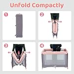 Pamo Babe Portable Playard with Mat Pad and Toy Bar Pink Play Yard for Baby - Image 5