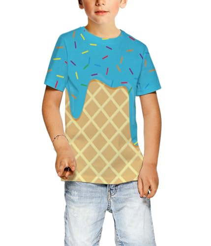 Image of Ainuno Graphic Tees for Boys Girls Kids 7-14Y, Summer Short Sleeve T Shirt Cool 3D Print