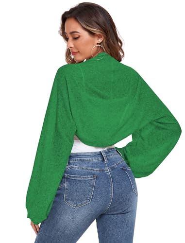Image of ZAFUL Women's Sheer Shrug Y2K Long Sleeve Cardigans 2026 Irregular Tie Front Bolera