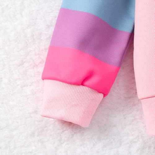 Image of Tkria Little Girls 2 Piece Outfits Rainbow Color Sweatsuits Long Sleeve Sweatshirt + Pants Set Winter Sweatpants Clothes Sets