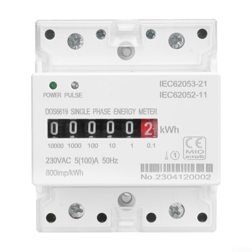 Medidor de energía digital, 50HZ Din Rail Monofásico Medidor de Energía Electrónica AC 220V 100A KWh Contador para el Uso de Electricidad Monitor