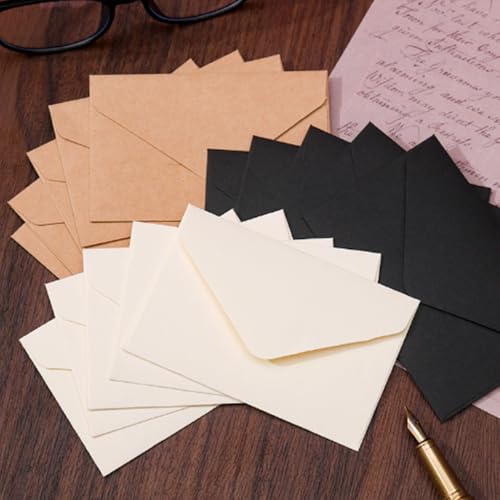 XINGSUI 80 Stück 14,13 * 2,75 Zoll Vintage Mini Umschläge, Klein Farbige Briefumschläge, Einfaches Flip Kleine Briefumschläge, für Grußkarten, Einladungen, Geschenke(Weiß)