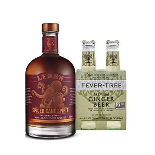 Lyre's Dark 'N Spicy - Lyre's Spiced Cane Non-Alcoholic Spirit (Spiced Rum Style) | Award Winning | 23.7 Fl Oz (With 1 Pack Of 4 X 200Ml Fever-Tree Premium Ginger Beer) #TOP18