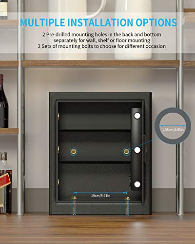 Maglag Safe Box Safe Lock Box With Steel Contruction, Digital Keypad Safes With Wall Or Floor Mounting, Anti-Theft Alarm Small Safe Box For Home Office Money Jewelry Gun Security, 1.53 Cubic Feet #TOP3