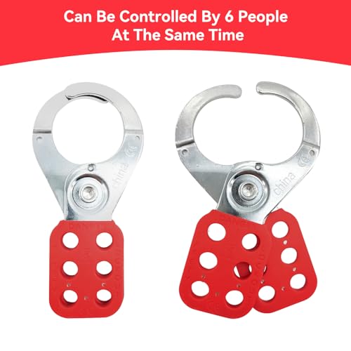 Image of Lock Out Tag Out Hasp,Red 1.5 inch Jaw Diameter Stainless Steel Lockout Hasp Tamper-Proof Padlock Hasp with Extended Jaw,Nylon Handle,Impact-Resistant(10 Pack)