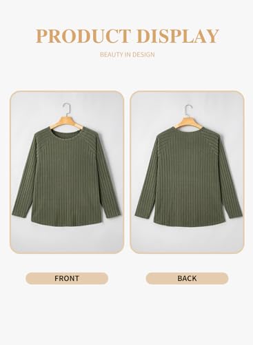 Eytino Plus Size Tops for Women Fall Soft Solid Crewneck Long Sleeve Knitted Pullover Blouses Shirt(1X-5X)4