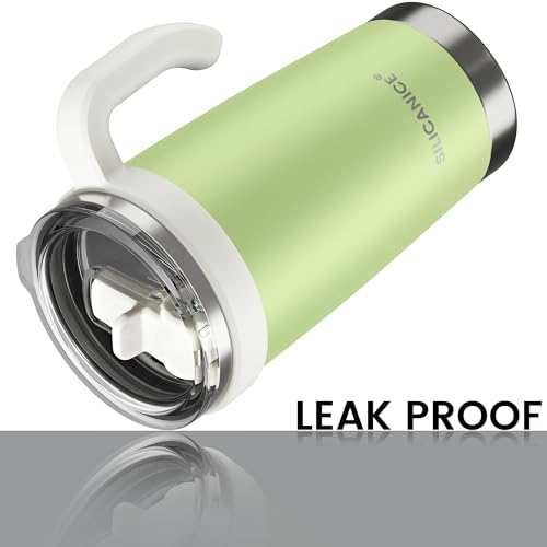 Image of For Iced Coffee & Smoothies - Never Drink from a Moldy Lid Again: 20oz Hygienic Tumbler, 100% Leakproof Lid & Removable Foldable Spout. Reinforced Base, Fits Cup Holders - KeyLime