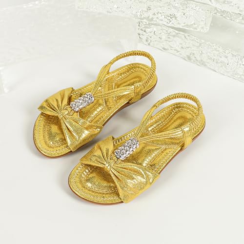 Image of Toddler Girls Sandals Elastic Strap Comfort Soft Princess Flats Summer Cute Bowknot Summer Shoes