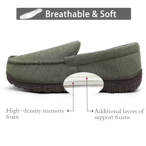 Image of shoeslocker Mens Slippers Microsuede Moccasin Memory Foam House Shoes green 14, 3haogreen-14