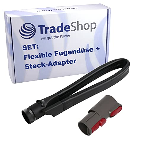Trade-Shop 2in1 Set: Flexible Fugendüse + Anschlussadapter Steckadapter kompatibel mit Dyson DC55 DC56 DC58 DC59 DC62 DC63 DC65 DC66 DC05 DC07 DC08