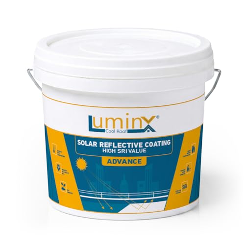 Image of LuminX Cool Roof Advance Solar Reflective Coating | High SRI Heat Reflective Roof Paint | Reduces Roof Temperature & Energy Costs | For RCC, Metal, Tile & Flat Roofs | White 10kg