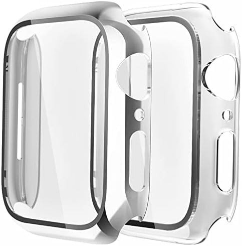 Fengyiyuda [2 Pack Hard Case Compatible with Apple Watch 38/40/42/44mm with Built-in Anti-Scratch TPU Screen Protector Film,360 Shockproof Cover for IWatch Series se/6/5/4/3/2/1-Light Gold/Clear