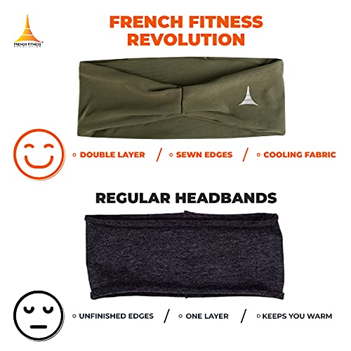 Image of French Fitness Revolution Mens Headband - Guys Sweatband & Sports Headband for Running, Crossfit, Working Out and Dominating Your Competition - Performance Stretch & Moisture Wicking