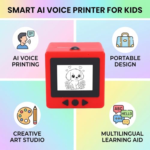 Image of Dpofirs Kids Voice Printer 2.4In HD | AIPowered Bluetooth WiFi Mini Thermal Printer for Creative DIY Graffiti Art & Multilingual Learning Tool