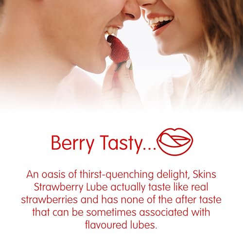 Image of Skins Strawberry Flavored Lube Gel - Flavored Adult Lube for Oral and Fruity Edible Lubricants