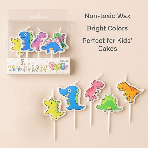 Image of Wanna Party Dinosaur Theme Birthday Decoration-Dinosaur Theme Candles Set for Kids Birthday Celebration & Cake- Cup Cake Decoration