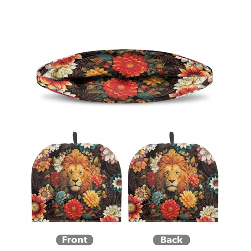 Image of Flower & Lion Print Tea Cozy for Teapot Insulated Large Teapot Warm Tea Kettle Cover Machine Washable Coffee Pot Cloth Covers Kitchen Home Decorations for Party