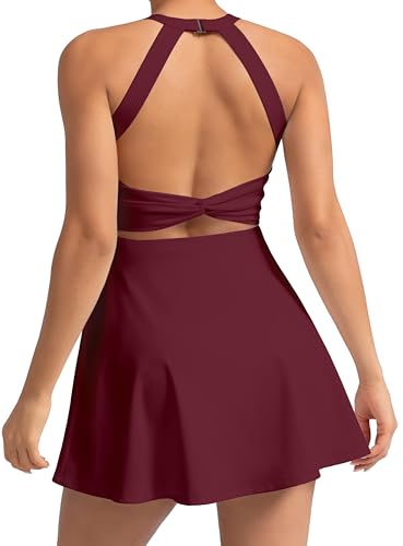 Womens Activewear Tennis Dress - Built in Shorts with Pockets and Bra Golf Athletic Workout Dresses2