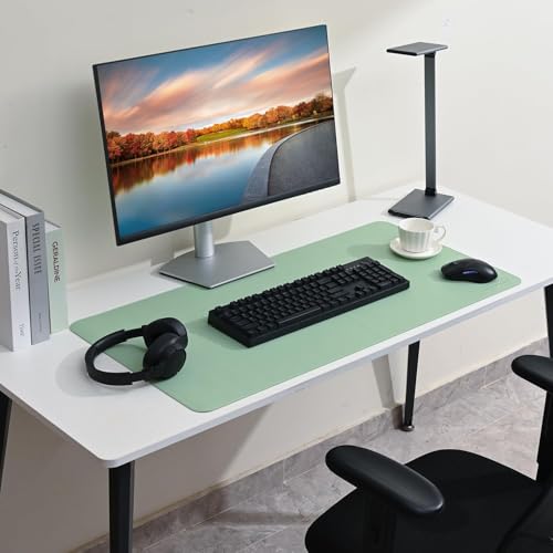 Image of AROPANA Anti-Slip Extended Mouse Pad, PU Vegan Leather Desk Mat, Computer Desk Table Protector Pad with Non-Slip Suede Base for Keyboard, Desktop, Laptop, Office (120x60CM, Turquoise)