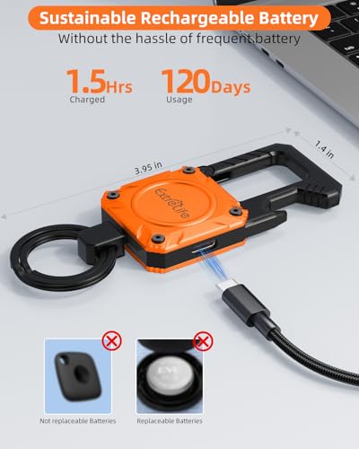 Image of ExtreLife Keychain, Works with Apple Find My, Bottle Opener, Carabiner Car Key Chains with Gps Tracker