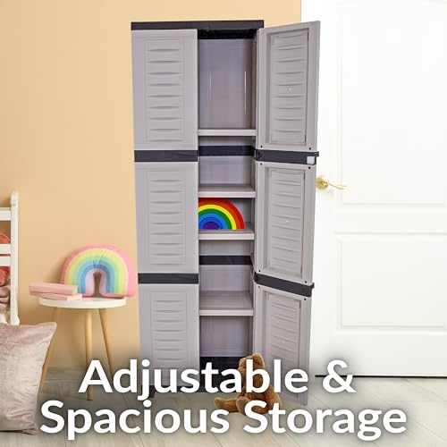 Image of Sunnydaze 72 inch Garage Storage Cabinet with Locking Doors & Shelves, Gray