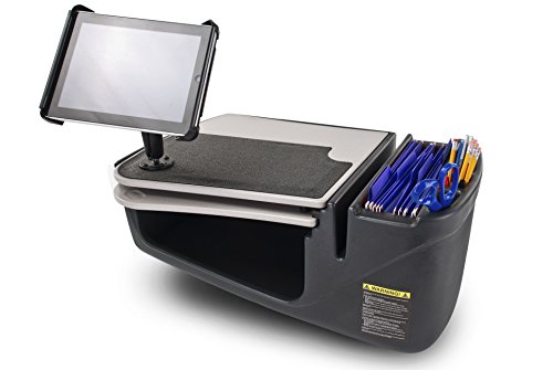 Image of AutoExec GripMaster Car Desk for Your Vehicle Workstation and Mobile Office, Grey with 400 watt Power Inverter and Tablet Mount | Vehicle Workstation and Mobile Office, 400 Watt Power Inverter, Tablet Mount