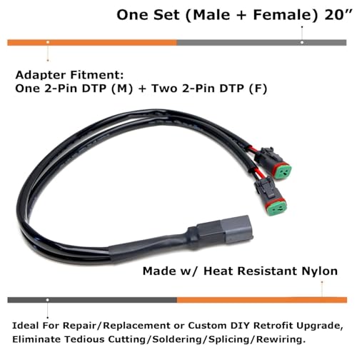 Cable divisor DTP Deutsch 2 vías 20 pulgadas para luces LED miniatura 2