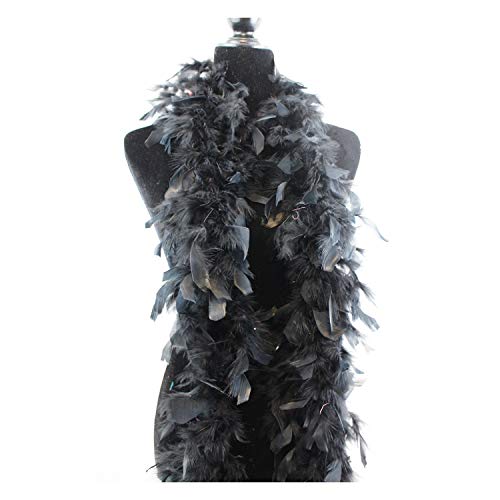 Fukang Feather Turkey Chandelle Feather Boa - 40 Gram 2Yards (Black) #TOP11