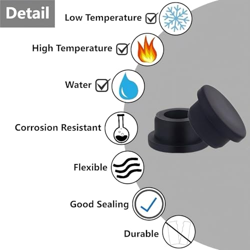 Image of 21Pcs Bathtub Jet Covers 7 Sizes Silicone Bath Tub Plugs Sealing Hole Plug Fit for 12mm 14mm 15mm 16mm 19mm 21mm 23mm Hole (Black)