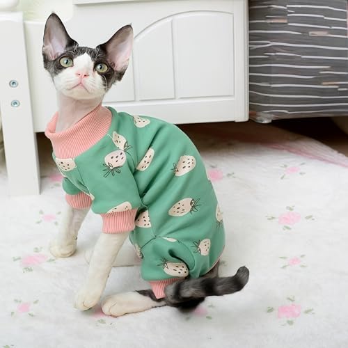 Vêtement d'hiver pour chat sans poils pull coton rose doux - 5
